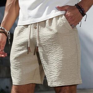 Manfinity Men's Drawstring Buttons Solid Color Pocket Casual Shorts Mens Shorts